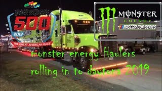 NASCAR Monster Energy Cup Series Haulers rolling into Daytona 2019 [upl. by Ahsinor318]