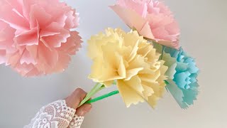 A4コピー用紙で作るカーネーション ／Carnation made from A4 color paper [upl. by Groveman]