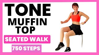 Seated Walking Workout For Muffin Top 750 Steps  Chair Exercises [upl. by Janette]