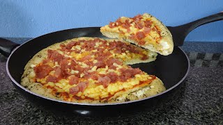 PIZZA HAWAIANA CON ORILLA RELLENA DE QUESO EN SARTÉN  SIN HORNO [upl. by Norling]