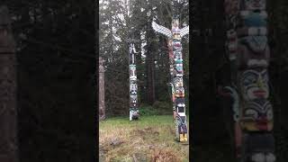 Totem poles in Stanley Park Vancouver [upl. by Nolava917]