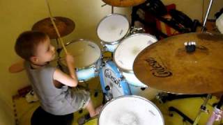 ACDC  Back in Black  Drum Cover  5 Year Old Drummer [upl. by Aramen331]