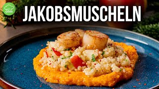 Einfache GourmetKüche Gebratene Jakobsmuscheln auf Kürbispüree 🥰 [upl. by Nrevel]