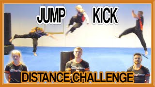 WHO CAN JUMP KICK THE FURTHEST  Jump Kick Distance Challenge  Team GNT [upl. by Epilihp]