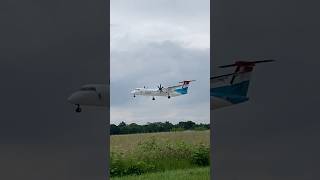 Luxair dash 8 arrival into HAMEDDH planespotting aviation [upl. by Combe297]