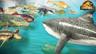 MEGALODON VS ALL AQUATICS IN JURASSIC WORLD 2 BATTLE ROYALE [upl. by Ardnuasac]