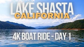 Lake Shasta Boat Ride Day 1 4K Shasta Lake Pontoon Boat Virtual Boating Tour Happy Relaxation Video [upl. by Ambur]