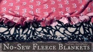 NO SEW FLEECE BLANKET  Easy DIY Tie Blankets  SoCraftastic [upl. by Enna628]