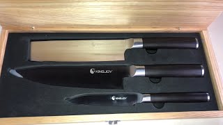 Okingjoy Dynasty Knife Set  3 Kitchen Knives Set in Wooden Box [upl. by Hnahc]