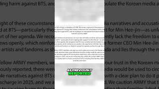 BTS ARMY Takes a STAND Against Min Heejins SHOCKING Actions Part 2 [upl. by Nirihs]