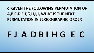 The Next Permutation Pattern in Lexicographic order [upl. by Otila]