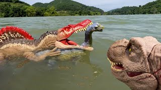 T REX VS SPINOSAURUS 🦖 THE LAKESIDE BATTLE trex spinosaurus [upl. by Aztiley]