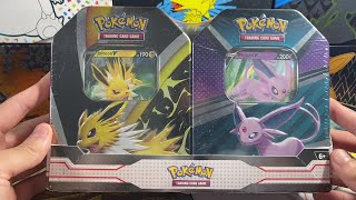 SO MANY ILLUSTRATION RARES JolteonEspeon V Tins Opening [upl. by Divaj]