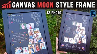 Trending Moon Style Photo Frame  Canvas Lamination  Birthday Collage Photo Frame Making at Home [upl. by Enigroeg]