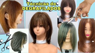 Diferentes Técnicas de DEGRAFILADOS Desmechados o Texturizados 💇‍♀️ Recopilación de Técnicas [upl. by Llireva120]