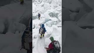 Khumbu icefall when snowfall [upl. by Ewold]