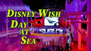 How We Spend a Day at Sea Disney Wish  Castaway Cay Challenge Cruise Day 2 2023 [upl. by Ynelram]