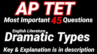 AP TET  English Literature Dramatic Types competitiveexams [upl. by Helene]