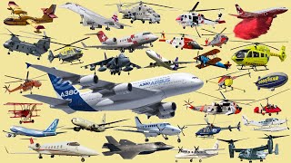 Aircraft Compilation Airplanes Name  Jumbo jet Helicopter  Educational Learning English Video [upl. by Berner785]