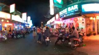 360 Video stroll down famous hostess bar street 104 Phnom Penh Cambodia  360 with Mr J [upl. by Erual]