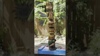 Chop Carving a Custom Hawaiian Tiki Totem Pole  DIY Wood Sculpture Project [upl. by Karita152]