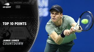 Jannik Sinner Top 10 Points  2024 US Open [upl. by Anikat]