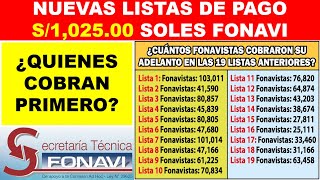 FONAVISTAS COBRARAN 1025 SOLES SE CONFIRMO QUE ACTUALIZARAN LAS LISTAS PARA INICIO DE PAGO [upl. by Noram]