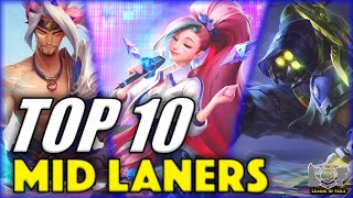 Top 10 Best MID LANERS Champions LoL  League of Legends Midlane Montage [upl. by Rehpetsirhc]