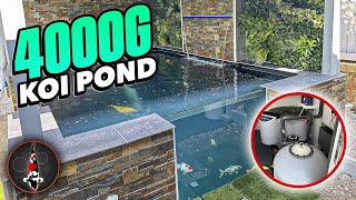 4000 GALLON KOI POND  CARPETED FILTER ROOM [upl. by Mazonson]