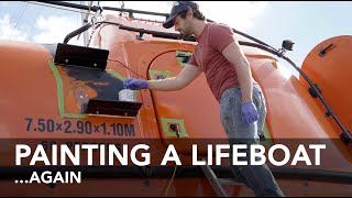 Lifeboat Conversion Ep17 Painting a lifeboat Part 2  Completing the two pack boat coating 4K [upl. by Strage]