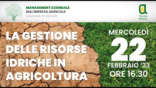 La Gestione delle risorse idriche in agricoltura [upl. by Rochella518]