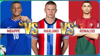 Comparison Erling Haaland vs Kylian Mbappé vs Cristiano Ronaldo [upl. by Mou]