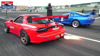 JDM Cars Drag Racing  3Rotor Turbo RX7 1300HP Skyline GTR Supra Stagea 2000HP GTR Lancer Evo [upl. by Merle1]