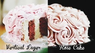 VERTICAL Layer Rose Cake quotSurprise Insidequot Tutorial [upl. by Allebara481]