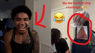 We did the hot chip challenge 😳😂 Hilarious watch the full thing Day in the life vlog 500subs [upl. by Ynavoeg687]