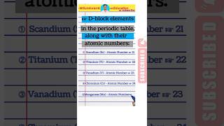 chemistry periodic table d block elements dblock elementsperiodictable periodictable d block trick [upl. by Wehrle]