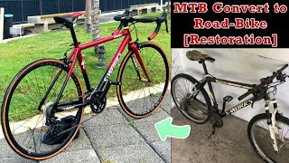 Building a road bike from MTB convert to ROAD BIKE Restoration [upl. by Clint]