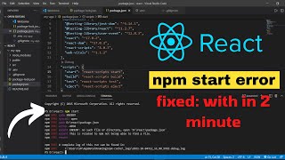 npm start not working  How to fix npm error React npm start error node js npm start in vs code [upl. by Lash]