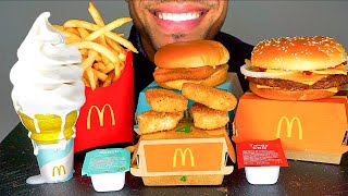 ASMR MCDONALDS ICE CREAM CONE CHEESY QUARTER POUNDER CHICKEN NUGGETS FRIES FISH FILLET BIG BITES [upl. by Liesa93]