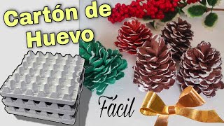 Hermosa Fácil y Económica Idea con CARTÓN DE HUEVO PIÑAS NAVIDEÑAS en minutos [upl. by Tillie]