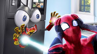 DOODLE IRON MAN vs SPIDERMAN 🤪 Cant Go Home  Cartoon 3D 😅20 WOA Doodoo [upl. by Nahgam940]