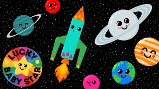 Babys 1st Space Adventure Baby Sensory Fun  Colourful Rockets amp Planets  High Contrast Video [upl. by Annait]