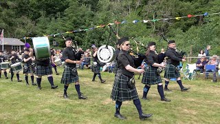 Howe o the Mearns Pipe Band march off the Games field during 2022 Drumtochty Highland Games [upl. by Siesser]