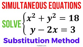 Solve a Simultaneous System involving Linear amp Quadratic Equations  Substitution Method [upl. by Eanaj]