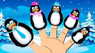 Cute Penguin Finger Family Song  Animal Dance songs for kids  HooplaKidz [upl. by Wildon]