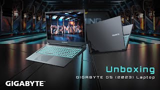 GIGABYTE G5 2023 Laptop  Official Unboxing [upl. by Yelhsa]