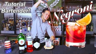 NEGRONI  TUTORIAL BARTENDER  TECNICA ROLL  DOBLE GRIP  COCKTAIL [upl. by Seigel]