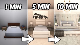 BUILDING A BEDROOM IN BLOXBURG IN 1 minute 5 minutes AND 10 minutes [upl. by Shetrit]