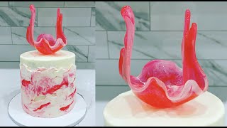 Marble cake using acetate sheet and sail cake topper  Cake decorating tutorial  Sugarella Sweets [upl. by Akirej944]