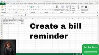 Create a bill reminder on your Excel Spreadsheet Be reminded of upcoming bills [upl. by Nicolella428]